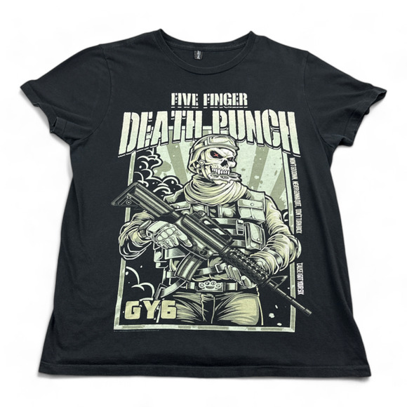 Five Finger Death Punch Shirt Adult MEDIUM Black Metal Band Tee GY6 Skeleton - Picture 1 of 5